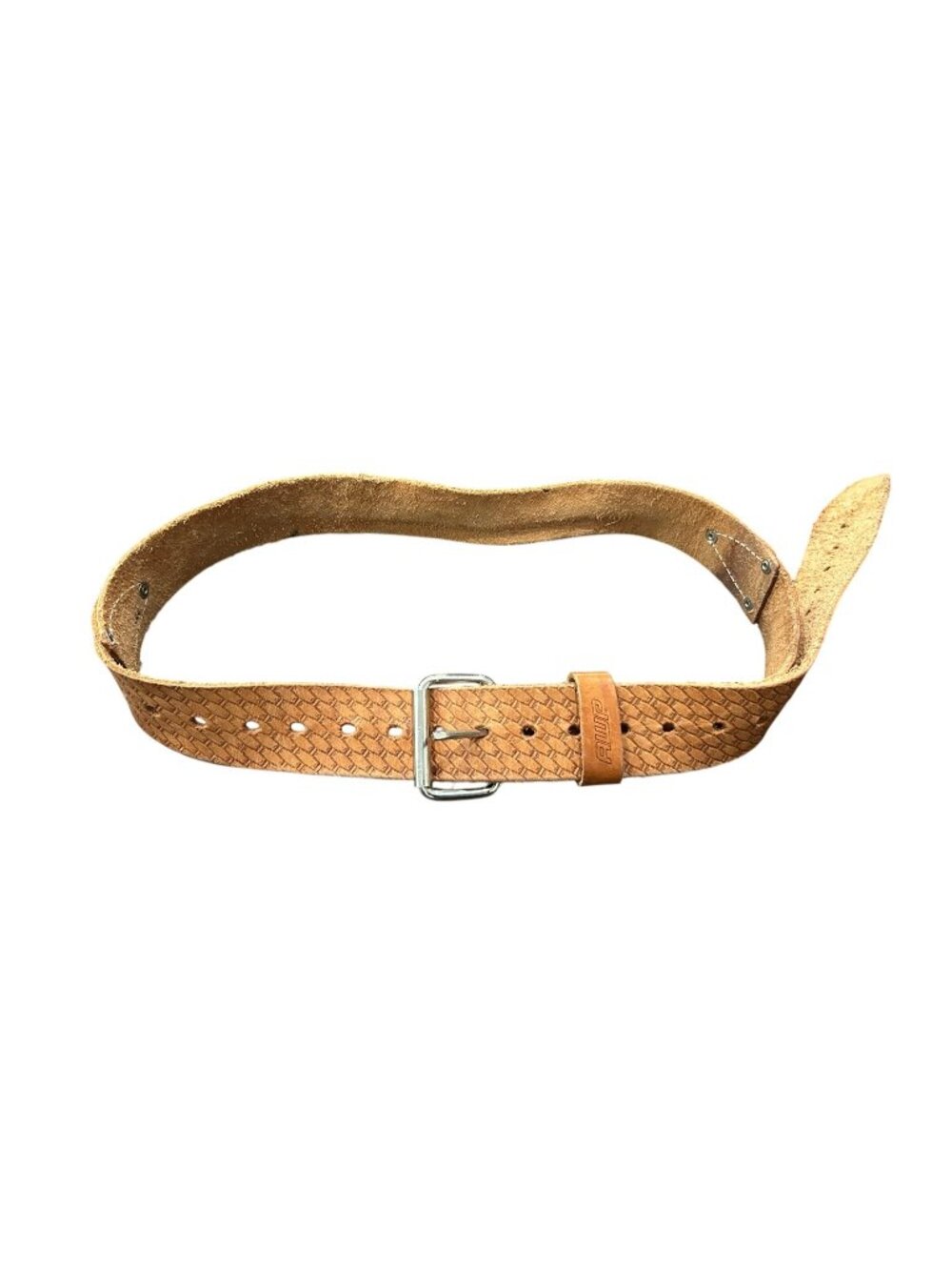 AWP Brown Leather Work Belt With Buckle & Embossed Design 46 inches